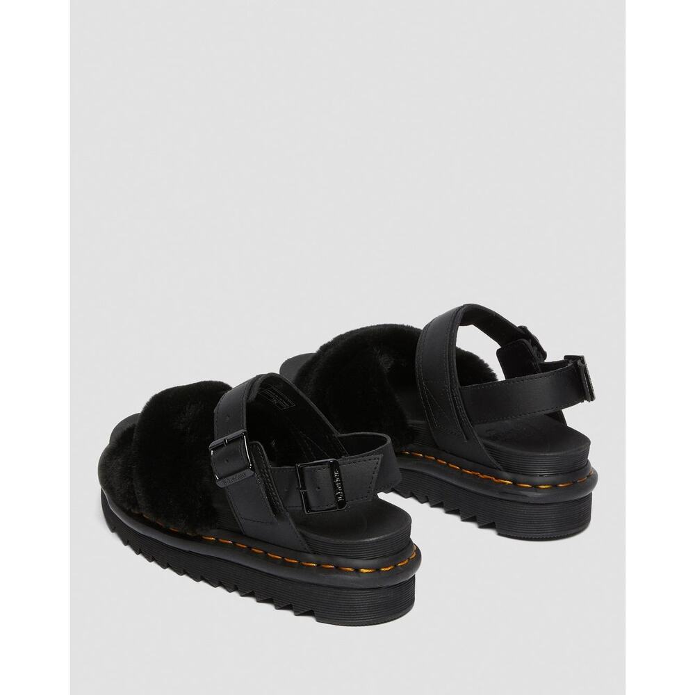 DR. MARTENS Voss II Fluffy faux fur leather strap sandals 7 - Picture 3 of 9